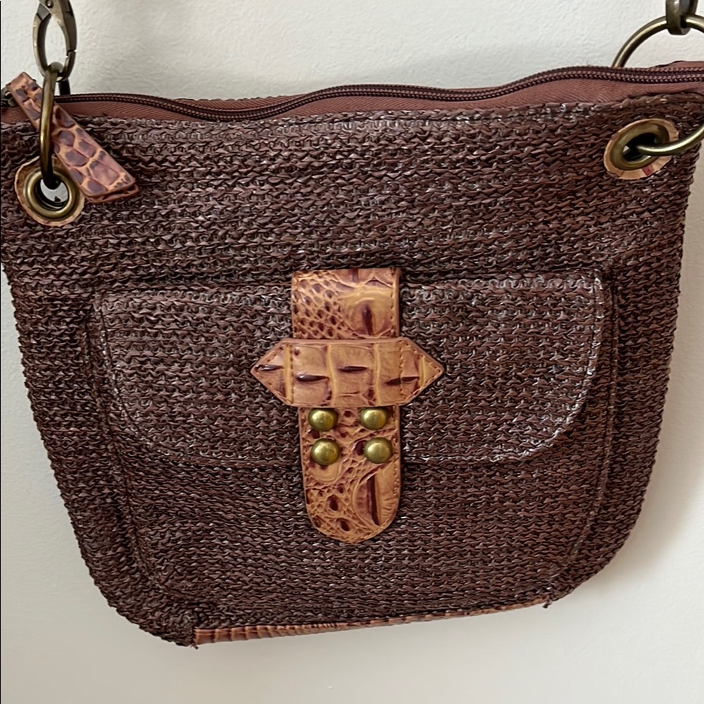 Braciano Brown Crossbody Bag with Woven Texture